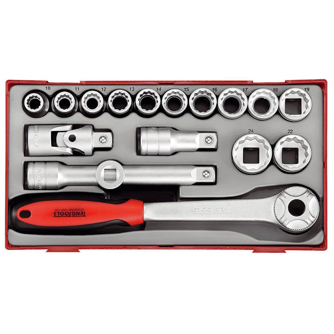 Hylsnyckelsats 18 delar med 12-kanthylsor Teng Tools TT1218 / TT1218-6