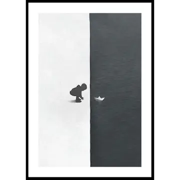 Poster Gallerix Child With Boat Contrast