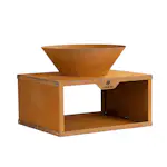 Eldfat Landmann i Cortenstål med Vedförvaring