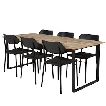 Matgrupp Venture Home Cornelia med 6 Peggy Stolar Svart