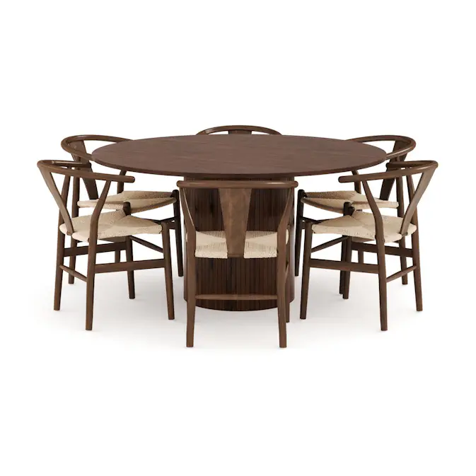 Matgrupp Bark Kopparbo Runt Matbord 150 cm med 6Dastoori Matstol