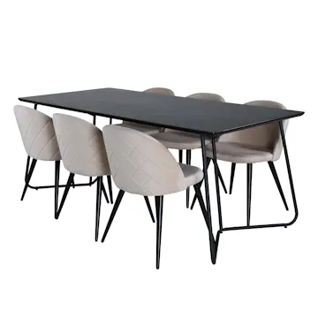 Matgrupp Venture Home Annika med 6 Valentina Stitcthes Stolar Sammet