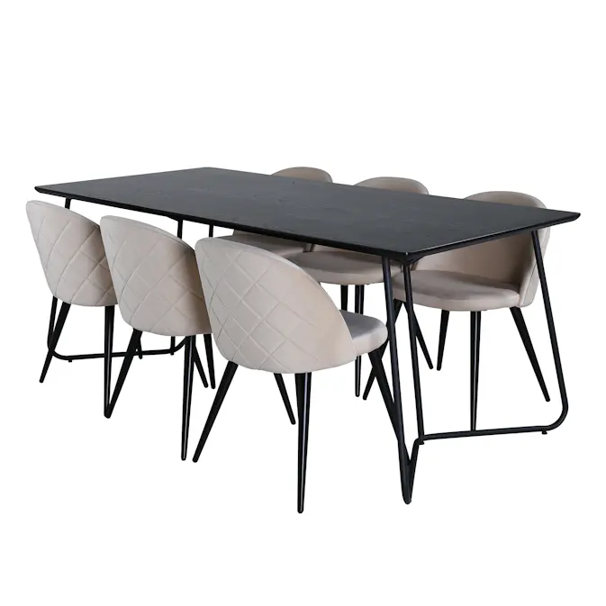 Matgrupp Venture Home Annika med 6 Valentina Stitcthes Stolar Sammet