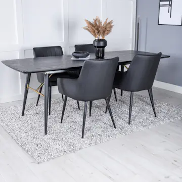 Matgrupp Venture Home Guld med 4 Corina Stolar Konstläder