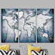 Tavla Arkiio World Map Ink Triptych