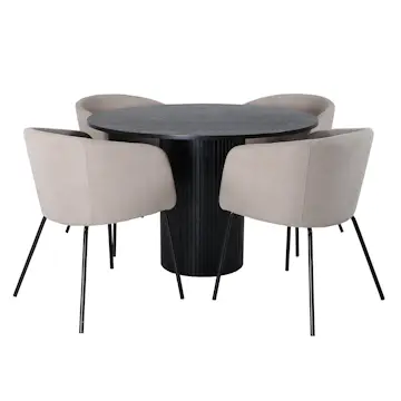 Matgrupp Venture Home Bianca Rund med 4 Bergen Stolar