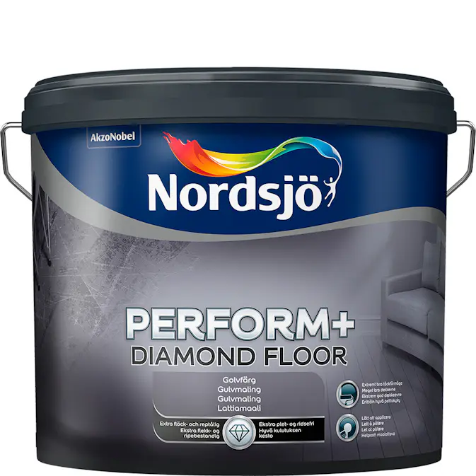 Golvfärg Nordsjö Perform+ Diamond Floor Halvblank Glans 40 10 L