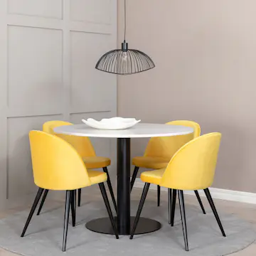 Matgrupp Venture Home Razzia med 4 Velvet stolar