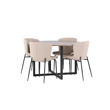 Matgrupp Venture Home Durango Ø 120 cm med 4 Modesto Stolar