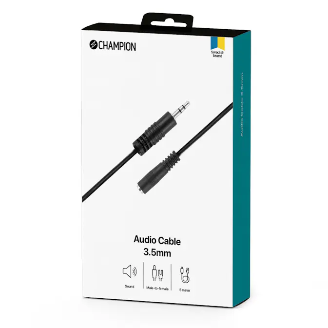 Förlängningskabel Champion 3,5mm - 3,5mm Hane-Hona 5.0m