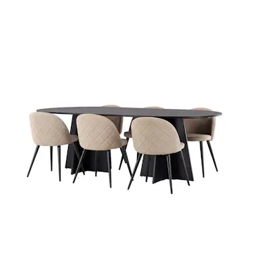 Matgrupp Venture Home Bootcut Oval med 6 Velvet Stolar