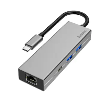 Adapter Hama Usb-C Multi 4X Portar Lan Grå