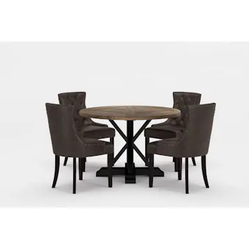 Matgrupp Bloomington Lyon Runt Matbord 120 cm Svart Bas med 4 Tuva Matstol