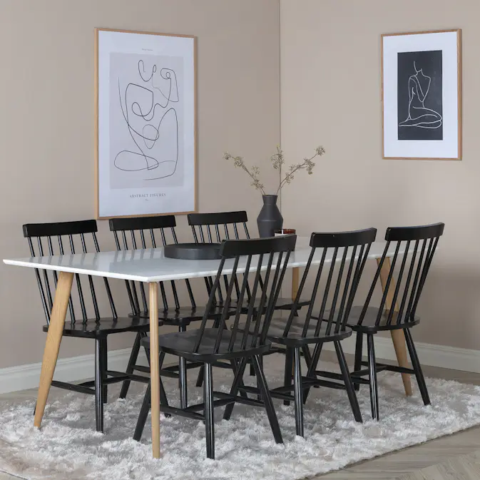 Matgrupp Venture Home Polar med 6 Lönneberga stolar