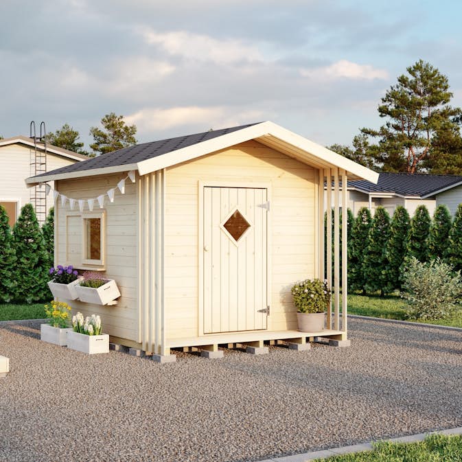 Lekstuga Luoman Lillevilla Sinirinta 3,25 m² Trästuga med Sadeltak