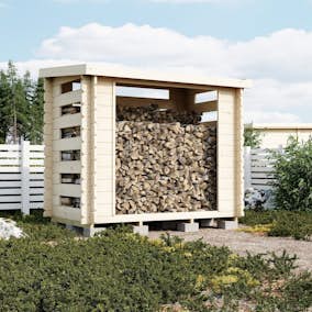 Vedbod Luoman Lillevilla Joulukka 2,4 m² Vedförvaring med Pulpettak i Lösvirke