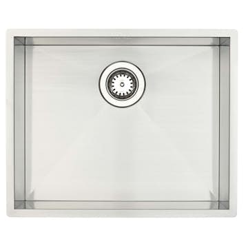 Diskho Lavabo Kubus 500 Rostfri Enkel med Korgventil & Vattenlås