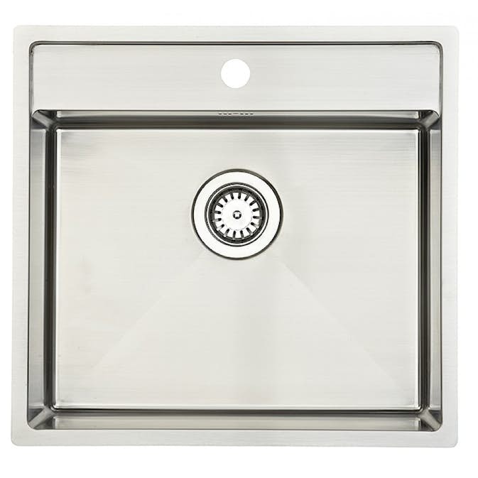 Diskho Lavabo Kubus 520 Soft 530 mm Rostfri Enkel med Korgventil & Vattenlås