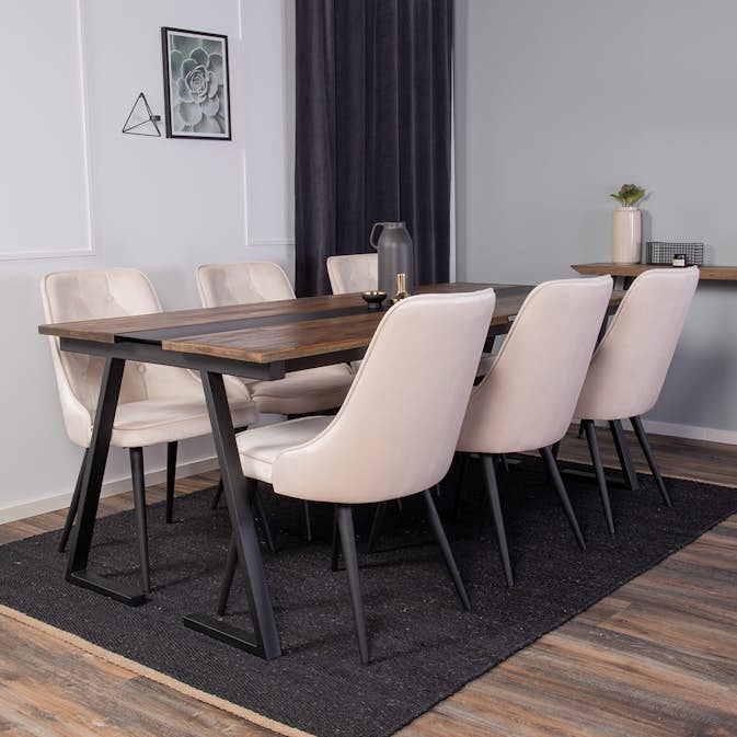 Matgrupp Venture Home Jane med 6 Vera Stolar Sammet