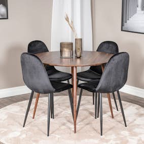 Matgrupp Venture Home Plake med 4 Pobbie Stolar Sammet Runt