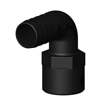 Anslutning Tru-design till Skrovgenomföring 90° med Slangstuss