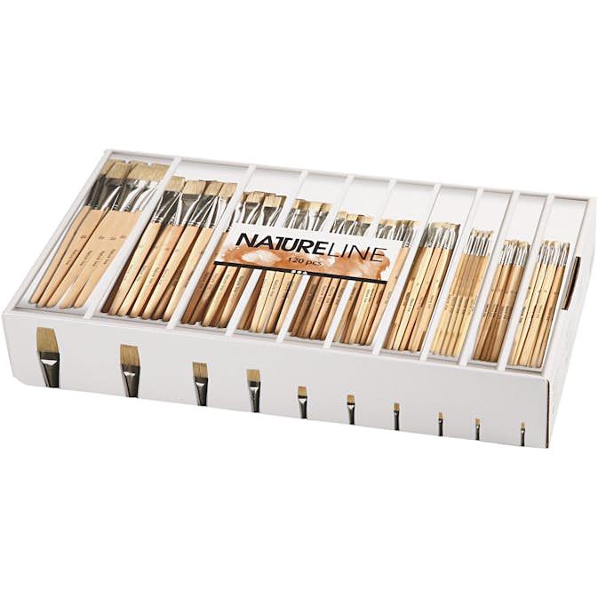 Penslar Creativ Company Natur Line Nr. 00,0,1,2,4,8,12,14,20,22 Korta Skaft 120 St/1 Förp