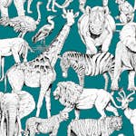 Tapet Superfresco Easy Jungle Animals Grön