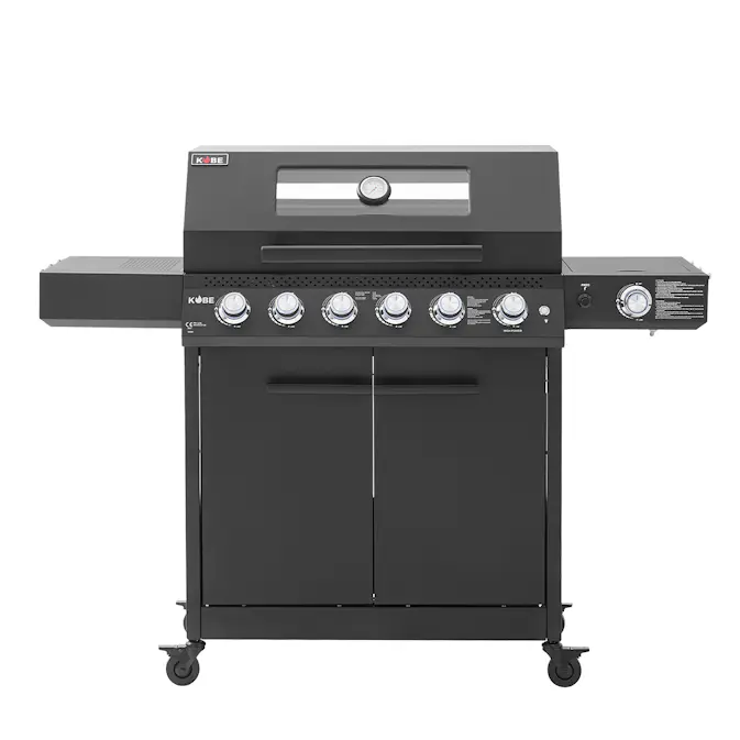 Gasolgrill Kobe Premium 5 Brännare Med Sidobrännare & Glaslock