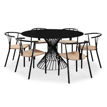 Matgrupp In Living Iggy Glas med 6 Elysia Matstolar