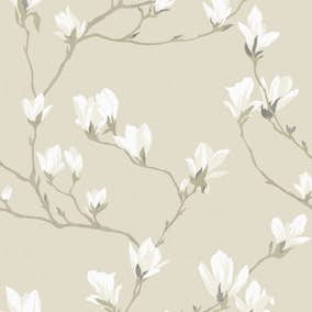 Tapet Laura Ashley Magnolia Grove Naturel 113353 EasyUp, Mönstrad Flerfärgad