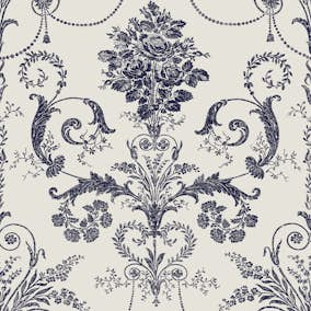 Tapet Laura Ashley Josette Off Vit& MidNacht 113387 EasyUp, Mönstrad Vit