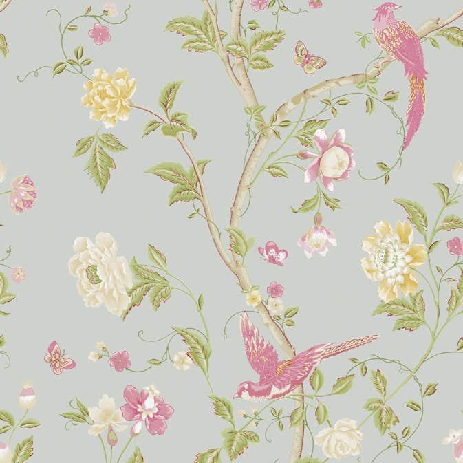 Tapet Laura Ashley Summer Palace Enteneier Blå Outlet