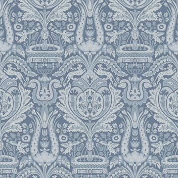 Tapet Laura Ashley Heraldic Damask Dusky Seaspray