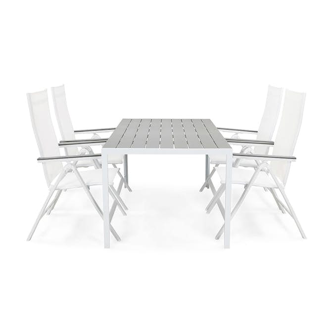 Matgrupp Utomhus Comfort Garden Tunis 150 4 Monaco Positionsstol Vit/Grå