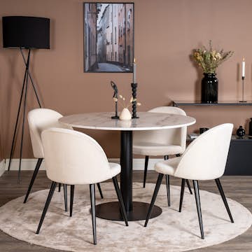 Matgrupp Venture Home Estelle Rund Rund med 4 Valentina Stolar