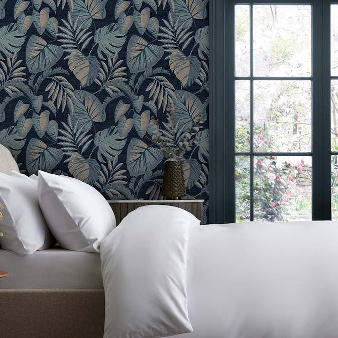 Tapet NEXT Jungle Leaves Navy