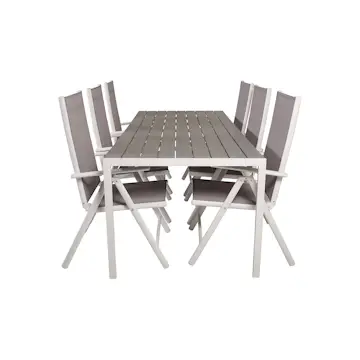 Trädgårdsgrupp Comfort Garden Buitepos Matgrupp Utomhus inkl 6 Positionsstolar