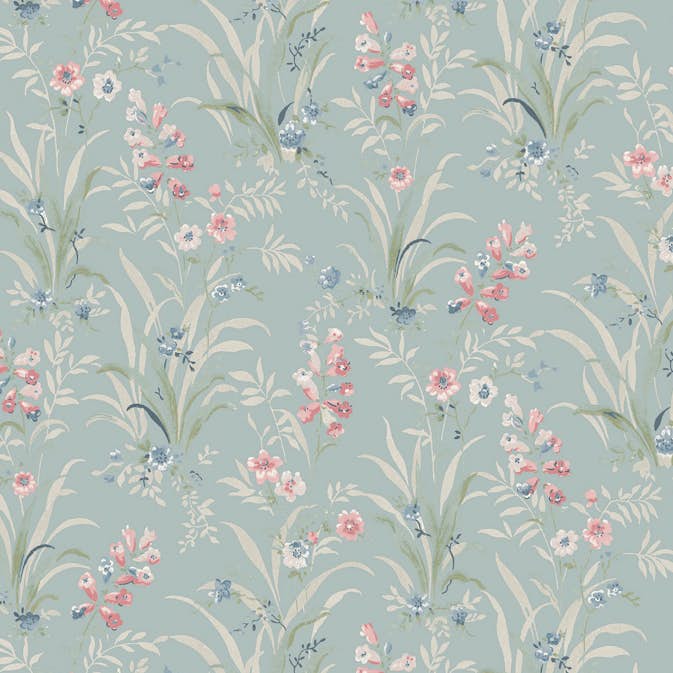 Tapet Laura Ashley Mosedale Posy Dark Duck Egg Blå 122751
