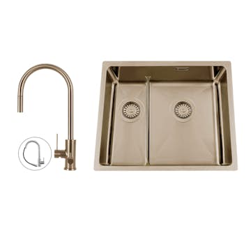 Diskho Nordic Tech Titan 53 KHX Nickel med Köksblandare Steel Accent D