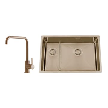 Diskho Nordic Tech Titan 73 KHX Nickel med Köksblandare Steel Square