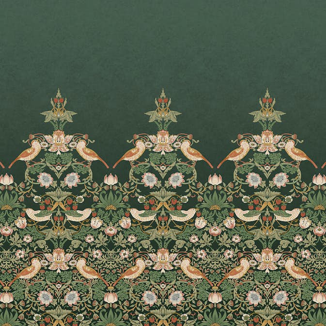 Fototapet William Morris At Home Strawberry Thief Green