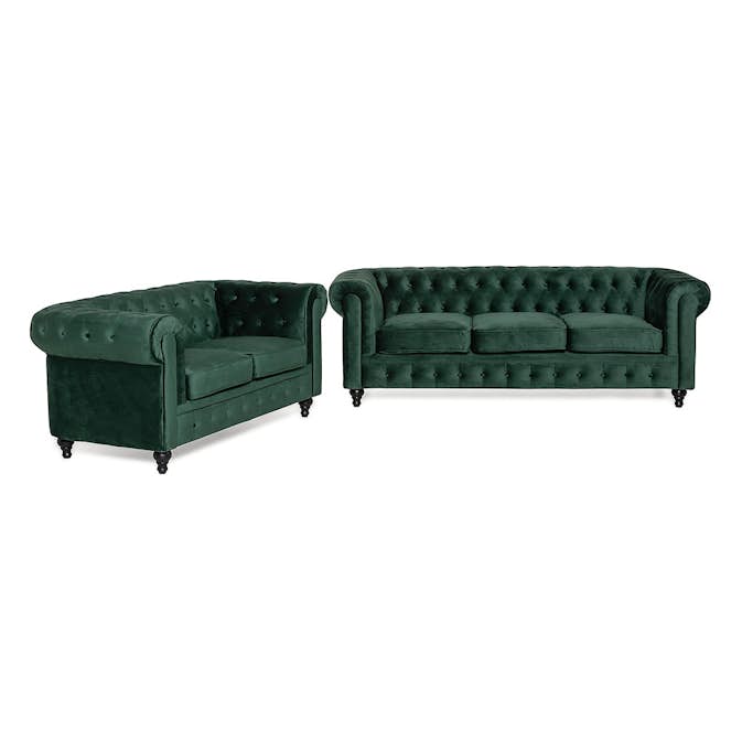 Soffgrupp Manor House Chesterfield Lyx 3-sits+2-sitssoffa Sammet