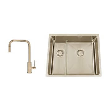 Diskho Nordic Tech Titan 53 KHX Nickel med Köksblandare Steel Accent Square D