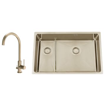 Diskho Nordic Tech Titan 73 KHX Nickel med Köksblandare Steel Equip D