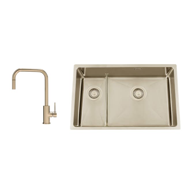Diskho Nordic Tech Titan 73 KHX Nickel med Köksblandare Steel Accent Square D