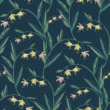 Tapet Laura Ashley Fulwell Fuchsia Blå