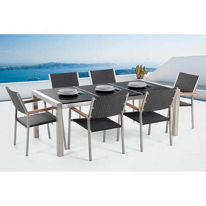 Matgrupp deNoord Bacoli 180 cm med Ram med 6 Stolar Konstrotting