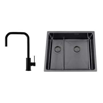 Diskho Nordic Tech Titan 53 KHX Nickel med Köksblandare Steel Accent Square D