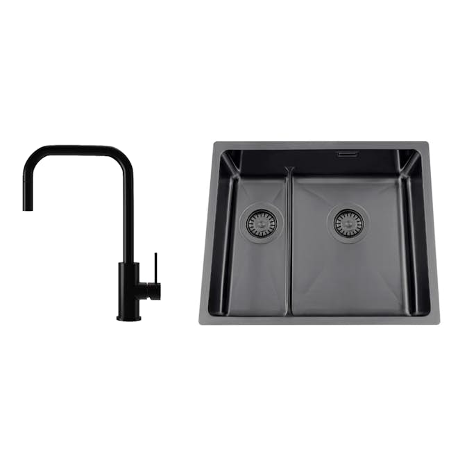 Diskho Nordic Tech Titan 53 KHX Nickel med Köksblandare Steel Accent Square D