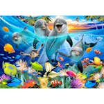 Barntapet ForWall Delfiner & tropiska palmer - EasyUp